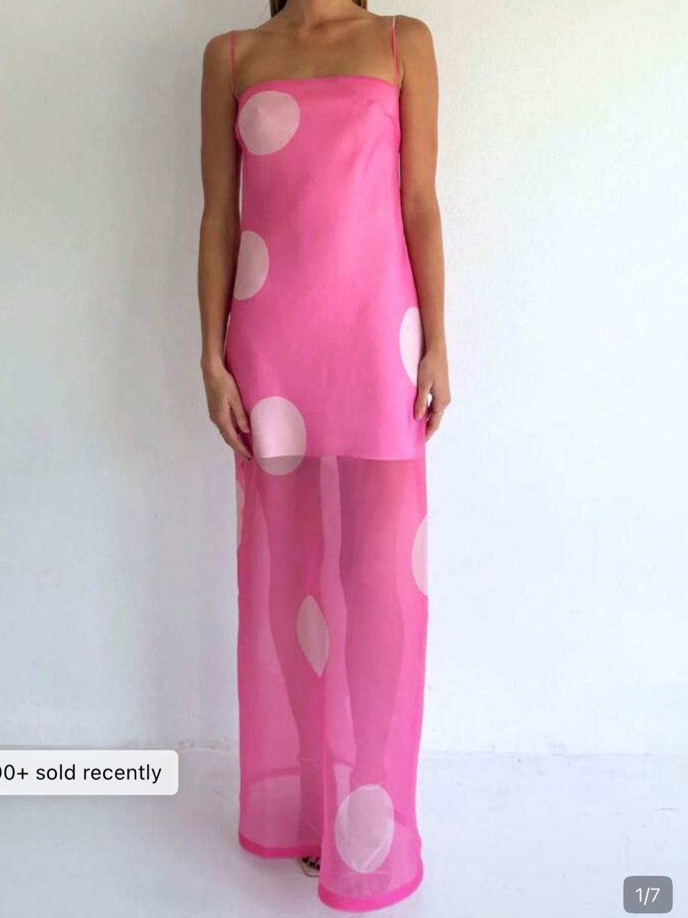 Sheer Pink Polka Dot Slip Dress